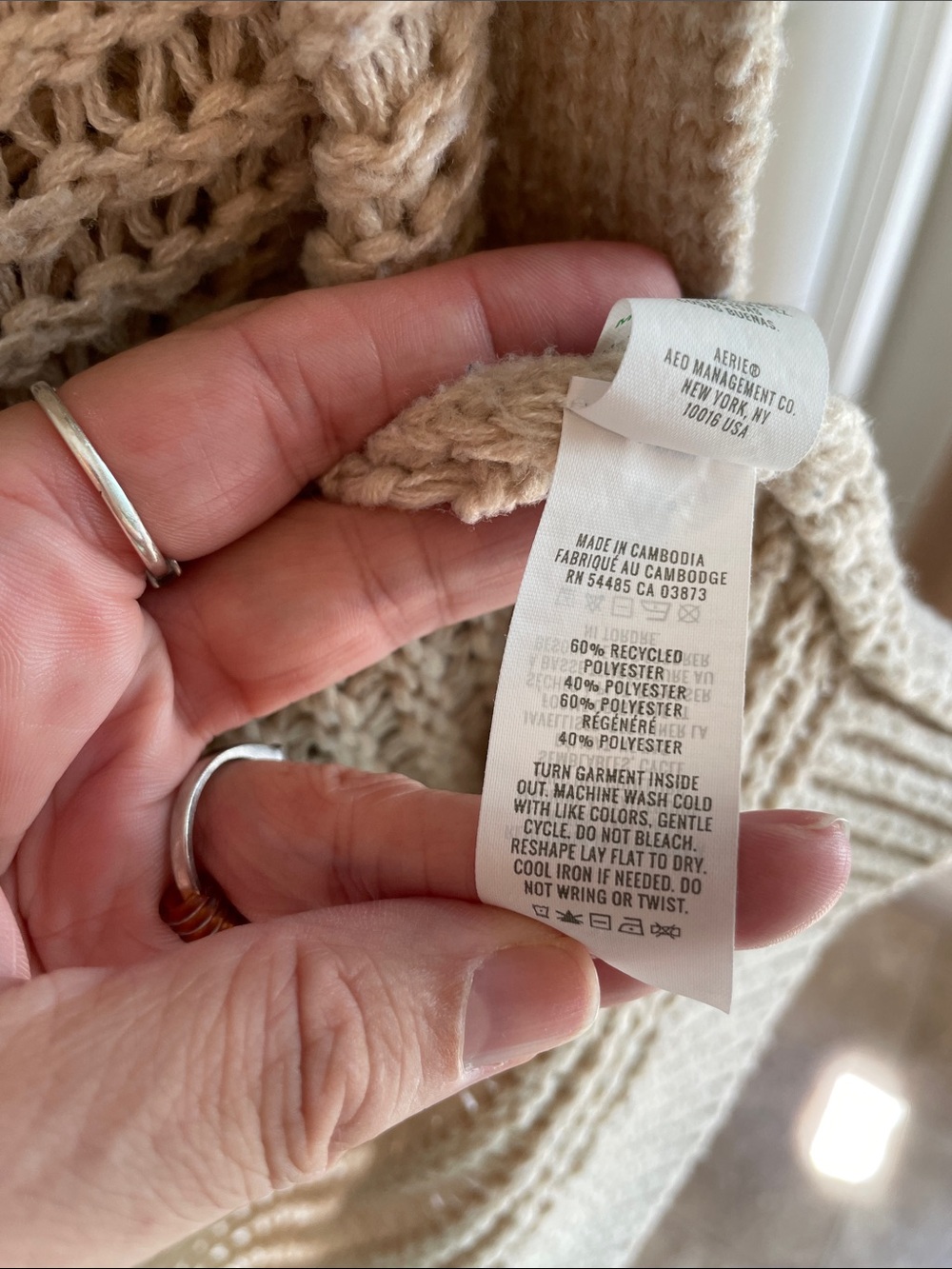 aerie Open-Knit Beige Women's Cardigan - Picture 6 of 7